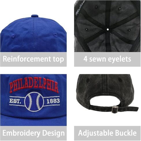Embroidered City Vintage Classic 2-Pack Washed Denim and Color Snapback Caps for Men Women, Adjustable Fans Baseball Cap in Kuwait