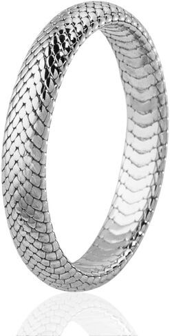 فرقة زفاف Silver Silk Snake Mens ، 925 حلقات فضية من الجنيه الاسترليني للرجال ، وعد بوعده ، والتصميم غير العادي ، وتكديس أزياء المجوهر in Kuwait