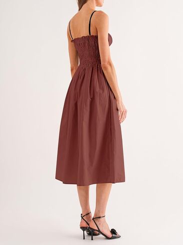 Wenrine Women Summer Spaghetti Strap Bress Dress Alcyfeless Tie Sundress A Sundress A Line Vacation Beach Midi Dresses in Kuwait
