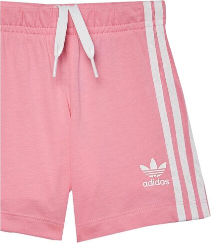 adidas Originals unisex baby Trefoil Shorts Tee and Toddler T Shirt Set, White/Vivid Red, 4T US in Saudi Arabia