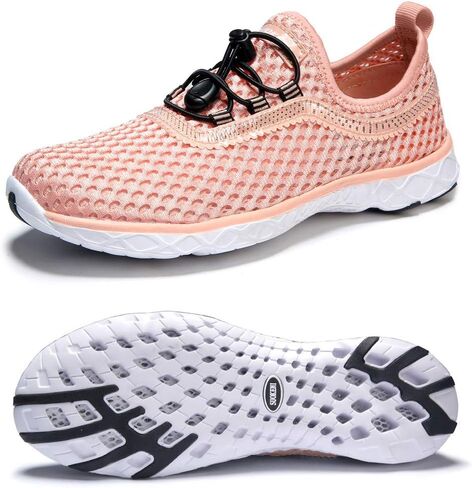 حذاء SUOKENI نسائي سريع الجفاف سهل الارتداء على الماء للشاطئ أو الرياضات المائية، حذاء مشي خفيف الوزن، رمادي فاتح، المقاس: US 7.5/EU 38 in Kuwait