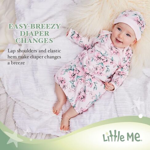 Little Me baby girls Gown and Hat Night Shirt, Pink, 0-3 Months US in Saudi Arabia