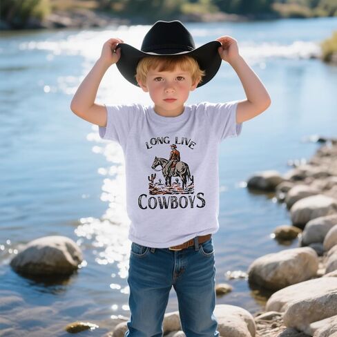 Toddler Boys Long Live Cowboys T Shirts Summer Cowboy Western Rodeo Graphic Short Sleeve Tees Tops in Saudi Arabia