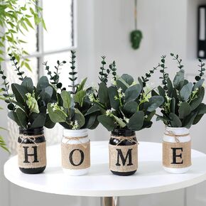4 PCS الفراولة ماسون جرة مركزية لجدول الفراولة الاصطناعية المركزية المنزلية مع ديني ديزي الاصطناعي الأزهار الصيفية ديكور صيفي لمطبخ مزرعة الصيف المطبخ المطبخ