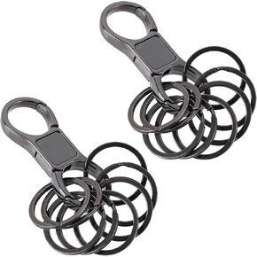 2 Pcs Key Chain Quick Release Car Key Chain Heavy Duty Keychain with 8 Pcs Stainless Key Rings Detachable Keychain Keychain Organizer for Multiple Keys Car Key Chains Spring Clip for Men and Women