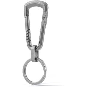 MECARMY CH16 Titanium Carabiner Keychain - CNC Machined Quick Release Key Clip مع حلقة رئيسية وعقد آمن ، وخدمة شديدة ، وخفيفة الوزن ، و EDC Gear Clip للنساء ، والمكتب ، والاستخدام في الهواء الطلق