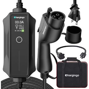 Level 1-2 EV Charger,120V-240V,16A,NEMA 5-15 & 6-20 Plug,25FT Extension Cord,ETL & FCC Listed, Portable Electric Vehicle Charging Station for SAE J1772 Evs