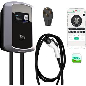 （WiFi+Bluetooth） Classic Level 2 Electric Vehicle (EV) Charger up to 40 Amp, UL Certified Indoor/Outdoor Electric Car Fast Wall Charging Station, NEMA 14-50 Plug, 24 feet Premium Cable