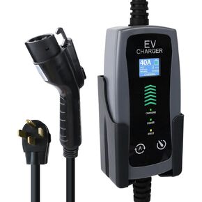 Level 2 Portable EV Charger, 16 to 40 Amp, 240 Volt, 25ft Cable, Upgraded Portable EV Charging Cable Faster Charging Station, Electric Vehicle Charger Compatible with All EV Cars NEMA 14-50P