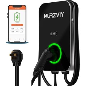 Level 2 EV Charger for Home - NURZVIY 40 Amp Plug-in Electric Vehicle Charging Station with WiFi/Bluetooth, NEMA 14-50 EVSE, 90~260V, Plug and Play Convenience