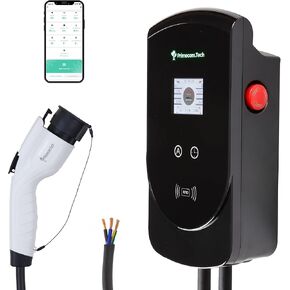 PRIMECOM 50 Amp Level-2 EV Wall Charger Station 220 Volt for Tesla, Volkswagen ID4, Mustang Mach-E, Ford F150, Audi Etron, Toyota RAV4, Kia EV6, Hyundai IONIQ 5, Polestar, Rivian (30 Feet, Hardwire)