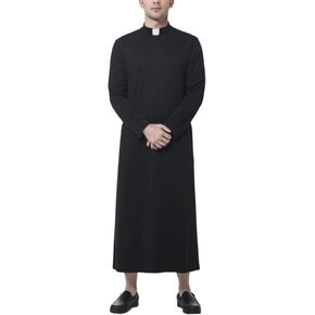 Unisex Cassocks Pulpit Robes Clergy Vestments Pastor Bishop Costume with Tab Insert Collar