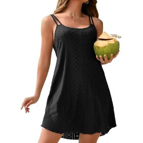 Charmo Hollow Out Swimsuit Coverup for Women Spaghetti Strap Swim Cover Ups Swimwear Pockets Discal Summer Beach Dress 2025 in Kuwait