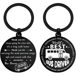 ENGZHI School Bus Driver Appreciation Gifts, Thank You Shool Bus Operator Conductor Keychain for Birthday Christmas Retirement