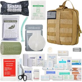 STAMEN IFAK Trauma Kit - Include 36" Splint, Tourniquet, Emergency Bandage, Gauze - Tactical First Aid Kit Molle Pouch for Military, Combat, Car, Travel, Camping, Hiking, Severe Bleeding Control
