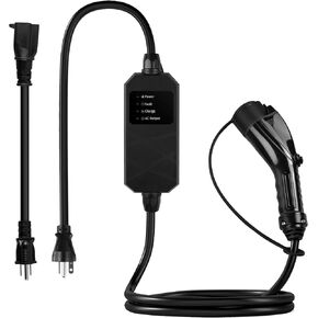 Level 1 EV Charger, 16 Amp, 25 ft Extension Cord, Portable Electric Car Charger for J1772 EVs with NEMA 5-15 Plug, J1772 Cable
