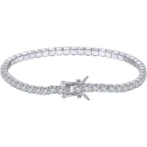 Ember & Gia - S925 Sterling Silver Tennis Bracelet | AAAA+ Cubic Zirconia Stones | أساور مطلية بالذهب للنساء ، هدية لها