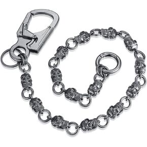 Ahiller Skull Wallet Chain, Punk Heavy Goth Pants Chain for Men, Biker Belt Key Chain, Hip Hop Pocket Jean Chain for Keys