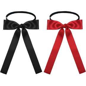 Western Bow Ties for Women Men, Adjustable Pre-tied Womens Tie, Solid Color Ribbon Bowtie for School Wedding Office