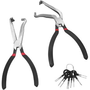 2pcs انزلاق الكهرباء للسيارات ، كماشة موصل كهربائي ، مزيل توصيل الأسلاك 60 درجة ومستقيمة ، أداة لتبويب دفع السيارات لمقاطع خط الوقود وأجهزة استشعار الأسلاك الكهربائية 8in