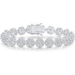 Gemsme Tennis Bracelets for Women and Men, Diamond Bracelets for Women, 18k Yellow Gold/White Gold Plated 3.5mm Cubic Zirconia Sterling Silver Tennis Bracelet, Tennis Anklet for Women Classic Women's Design, Suitable for Everyone Size 6-8 Inch