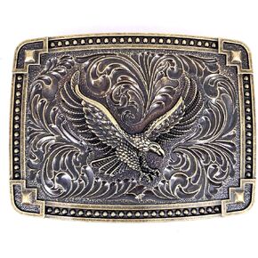 LAXPICOL Western Cowboy American Eagle Belt Buckle For Men Antique-gold Tone