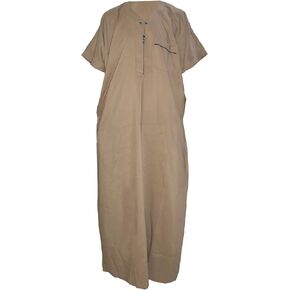 Caftan Abaya Men Thoub Egyptian Jalabiya Robe Juba Qamis Daffah Dishdasha Islamic Muslim Islam Arabian Arab Arabia Kaftan Coftan Jilbab Jalabia Gilbab Half Sleeve (Brown)