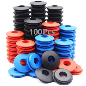 100pcs سدادات اليد السعادة المطاط 50 أسود + 25 أحمر + 25 الشاحنة الزرقاء gladhand أختام البولي يوريثان ختم مرنة الحلقات جوانات مستديرة لجرارات شبه الشاحنات ، الأجزاء رقم 10028