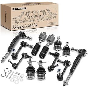 A-Premium Set of 10, Upper Lower Ball Joint, Inner Outer Tie Rod End, Sway Bar Link, Compatible with Chevy Trailblazer GMC Envoy Buick Rainier Saab 9-7x Isuzu Ascender