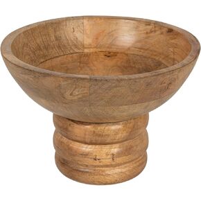 Bloomingville Round Carved Mango Wood Footed Bowl