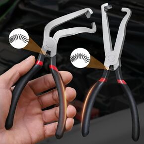 Upgraded 2PCS Electrical Disconnect Pliers, electrical connector pliers for cars, Fuel Line Clip Pipe Pliers, Automotive Hose Disconnect Tools for Push Tab Style Plugs (1*Straight + 1 * 60° Bend)
