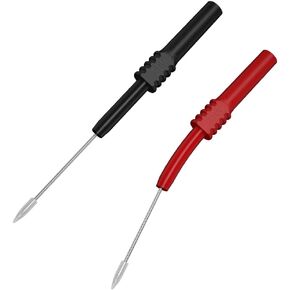 2PCS Flexible Back Probes, Bendable Car Circuit Tester Piercing Needle with 4mm Banana Socket, Insulation Wire Piercing Probe Non-Destructive Pin for Electrical Testing