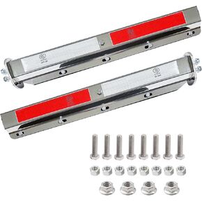 2 Pack Stainless Steel Heavy Duty Straight Spring Loaded Mud Flap Hanger Bracket Mudflap Holder Set for Semi Trucks 1-1/8" Bolt Spacing 30" Length with Reflective Tapes (Bolt Spacing 1-1/8")