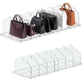 Ninonly Purse Organizer for Closet, Adjustable Shelf Divider for Closet, 2 Pack Clear Bag Storage Organizer, Handbag Storage Separators Rack Organizers Storage for Bedroom Office