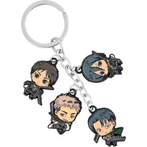 Attack on Titan Keychain – Metal AOT Anime Merch with Eren, Mikasa, Levi & More – Gift-Boxed Anime Charms for Bags & Keys