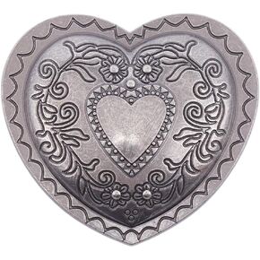 GORGECRAFT Heart Belt Buckle Retro Rose Flower Western Vintage Cowboy Metal Alloy Bohemian Style Belt Fastener Accessory Fit 1-1/2"(39mm) Belt Strap for Men Women Cowgirl Antique Silver