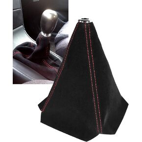 YAKEFLY Universal Car Shift Boots Shift Knob Dust Cover MT Gear Shift Cover,PU Leather Shifter Boot Retainer Stick Shift Sleeve Gear Shifter Boot Gear Gaiter Cover (Black Suede/Stitching)