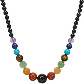 Obsidian Chakra Necklace for Women 7 Natural Crystal Healing Necklace Gemstone Beaded Necklace Yoga Stone Beaded Necklace Handmade Jewelry