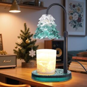 Candle Warmer Lamp with Timer Dimmable Adjustable Height Christmas Tree Shape Wax Warmer Lamp for Jar Candles With 2 Bulbs, Birthday Gifts for Women Mom, House Warming Gifts New Home Deco - Green