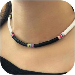Roe Dolph Puka Shell Necklace for Men Seashell Choker Necklace Beach Necklace Surfer Clay Beaded Necklace Summer Outfits Jewerly Gifts for Women Men