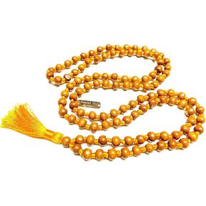 حبات Tulsi Mala Netclace Hand Mala Holy Basil حبات 8 مم 108 حبات الصلاة البوذية 7 ألوان شقرا مالا - ث/حقيبة Mala المخملية (شقرا الشمسية الثالثة)
