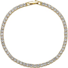 Brilliant Cut Diamond Tennis Bracelet, Sterling Silver and 14K Gold,7 inches and 8 inches