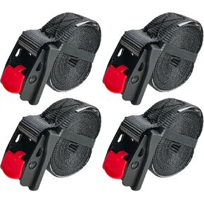 Lekarf Cam Buckle Tie Down Straps, Black Lasing Belt, 4PC Pack 1" x 10', with 1100LBS Breaking Force & Soft Protected Pad for Securing Surfboard, Snowboard, Motorcycle, Cargo, Luggage
