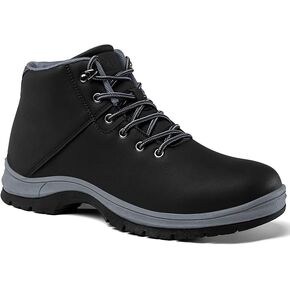 Mens Lightweight Hiking Boots Water Resistant Mid Ankle Work Casual Hiker Trekking Outdoor Boots Anti Slip Hiking Shoes Black