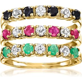 Ross-Simons 1.50 ct. t.w. Multi-Gemstone Jewelry Set: 3 Rings in 18kt Gold Over Sterling