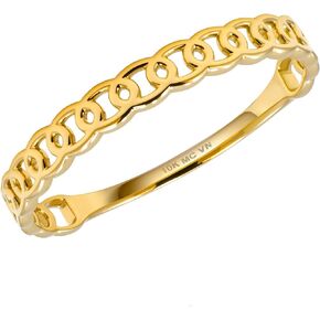 MAX + STONE 14K Yellow Gold Chain Link for Women | Hypoallergenic & Anti-Tarnishing Solid Gold Ring Bands | Stackable Real Gold Ring in Size 6 to 8