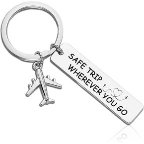 Flight Attendant Gifts Keychain for Women Men Airplane Keychain Pilot Gifts, Aviation Travel Essentials for Travelers, Safe Travels Keychains for Flight Crew, Airplane Lover Gift