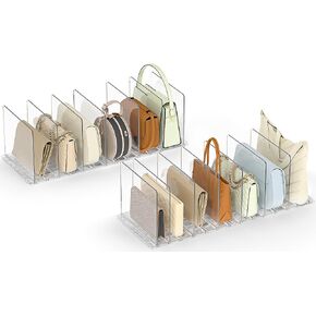 Bag & Purse Organizer for Closet: Adjustable Clear Handbag Storage Shelf - Plastic Clutch Dividers for Closet Organizers and Storage - Keep Carteras & Pocketbook Upright