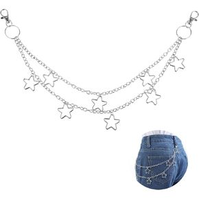 Pants Chain for Men Women, Star Punk Wallet Chain with Lobster Clasps Cool Trousers Jeans Chains Belt Key Chains Adults Hip Hop Pocket Chains Rock Gothic Y2k Accessories