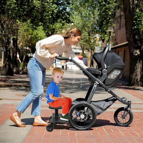 2024 New-Universal Stroller Board with Detachable Seat, 2in1 Sit and Stand Stroller Glider Board for Most Strollers, Holds Children Up to 55 LBs Stroller Standing Board (Black) in Saudi Arabia